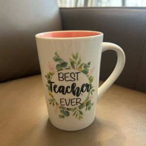 🤍🌸🌷 Best Teacher Ever Ceramic Mug - White and Pink